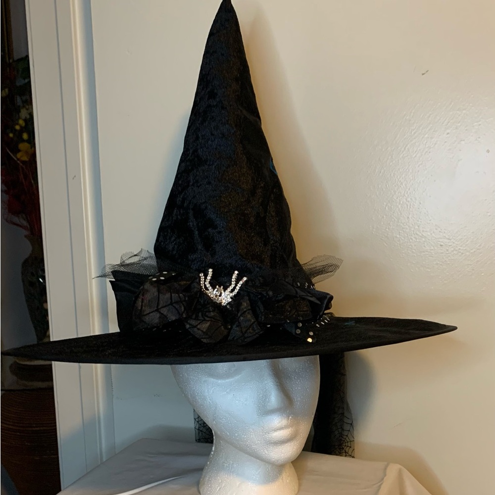 Black Witch Hat with Decorative Accents